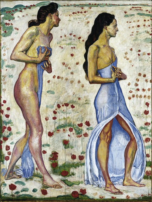 Zwei Frauen in Blumen (Empfindung 1a) von Ferdinand Hodler