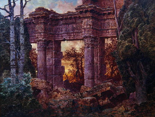 Roman Ruin at Twilight (oil on canvas) von Ferdinand Knab
