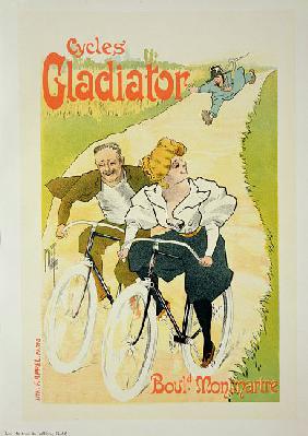 Reproduction of a poster advertising 'Gladiator Cycles', Boulevard Montmartre, Paris 1895