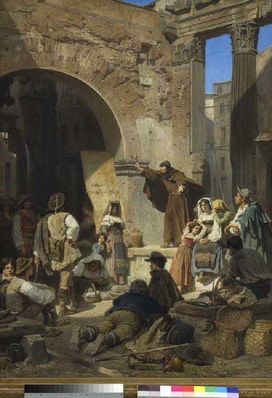 Kapuzinerpredigt im Porticus Octaviae in Rom von Ferdinand Piloty d.J.