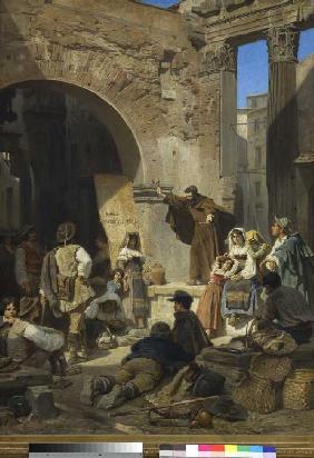 Kapuzinerpredigt im Porticus Octaviae in Rom Um 1870