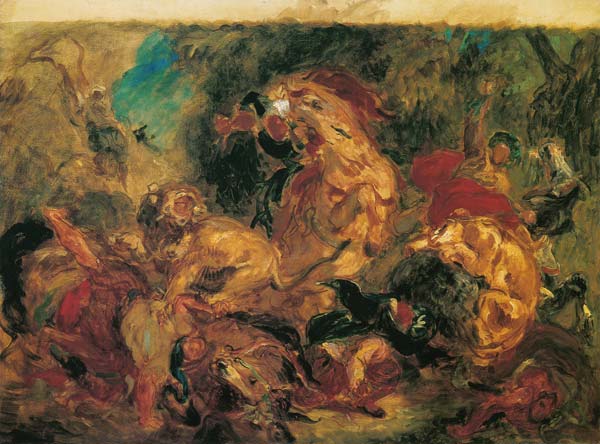 Löwenjagd (Vorstudie) von Ferdinand Victor Eugène Delacroix