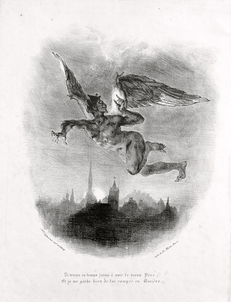 Mephisto im Flug. Illustration zu Goethes Faust von Ferdinand Victor Eugène Delacroix