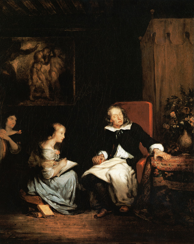 Milton diktiert seinen Töchtern das 'Paradise Lost' von Ferdinand Victor Eugène Delacroix