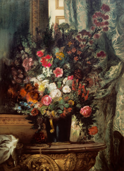 Vase mit Blumen auf einer Konsole von Ferdinand Victor Eugène Delacroix