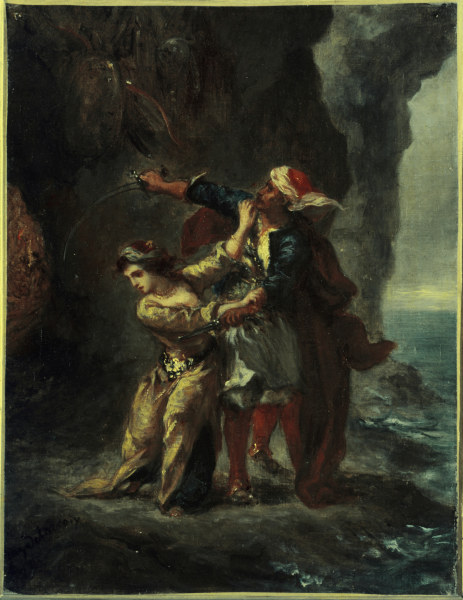 Byron, Braut von Abydos / Gem.Delacroix von Ferdinand Victor Eugène Delacroix