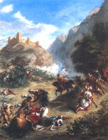 Kampf zwischen Arabern in den Bergen oder Arabische Steuereintreibung von Ferdinand Victor Eugène Delacroix
