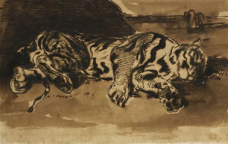 Liegender Tiger (Tigre Couché) von Ferdinand Victor Eugène Delacroix