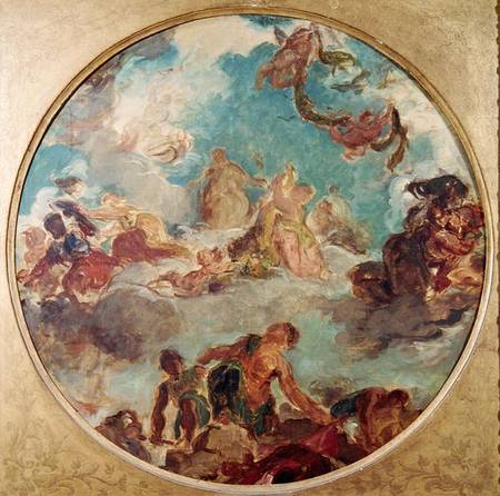 Peace Descending to Earth, study for the central ceiling of the Salon de la Paix in the Hotel de Vil von Ferdinand Victor Eugène Delacroix