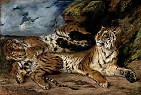 Tigerweibchen mit Jungen 1830