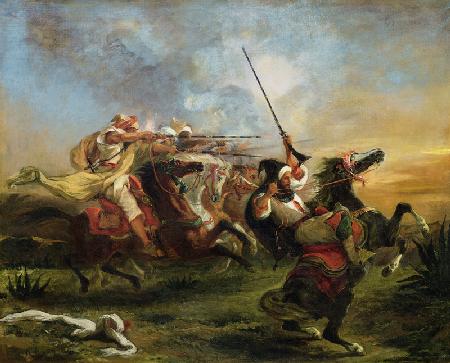 Moroccan horsemen in military action 1832