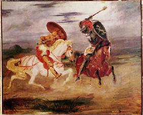 Two Knights Fighting in a Landscape c.1824