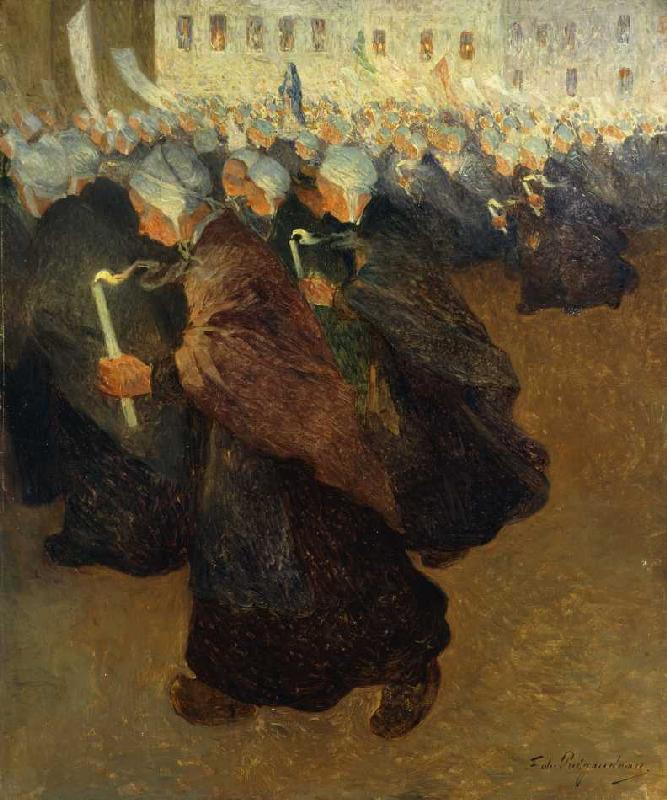 Bretonische Prozession bei Kerzenschein von Fernand Loyen du Puigaudeau