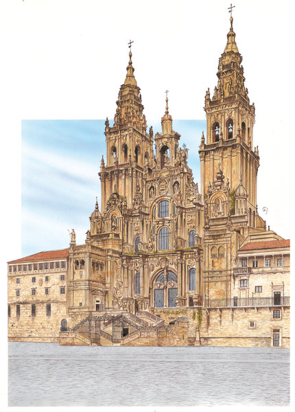 Santiago de Compostela. Western facade. Spain von Fernando Aznar Cenamor