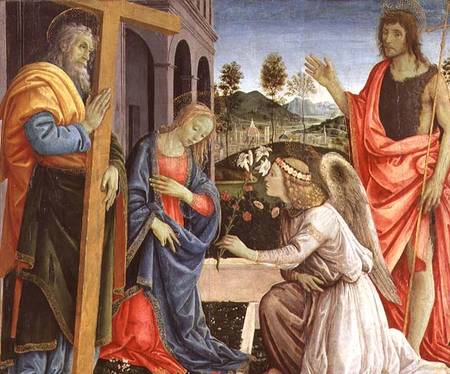 Annunciation with St. Joseph and St. John the Baptist von Filippino Lippi