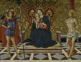 Thronende Madonna mit Kind und den Heiligen Christophorus und Sebastian