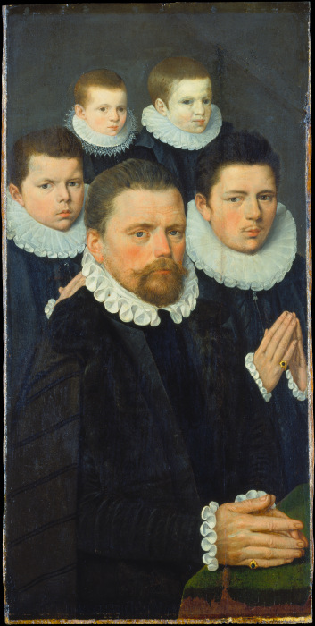Altarflügel mit den männlichen Mitgliedern der Stifterfamilie von Flämischer Meister um 1570/1580