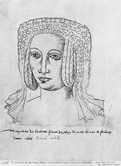 Ms 266 fol.55 Marguerite de Brabant, wife of Louis II of Flanders, also Louis III of Artois and Loui von Flemish School