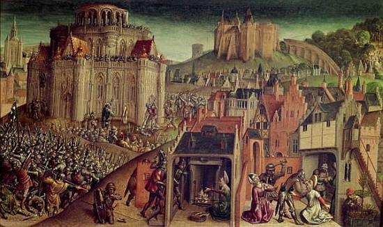 The Taking of Jerusalem by Titus, detail of the right hand side(detail of 161972) von Flemish School