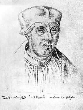 Ms 266 f.257 Portrait of Thomas Wolsey, cardinal of York, from the Recueil d'Arras, sketch from a po 1508