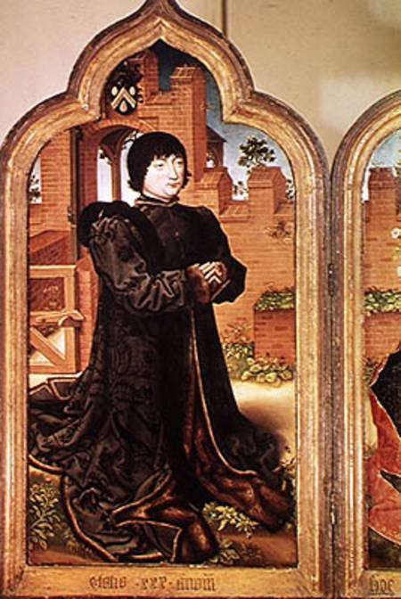 Triptych of Jean de Witte, left hand panel depicting Jean de Witte von Flemish School