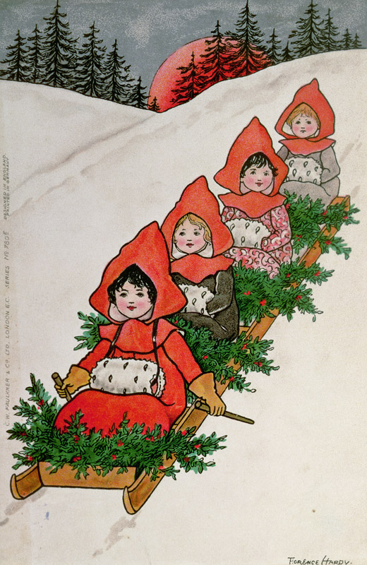 Four Little Girls on a Sledge () von Florence Hardy