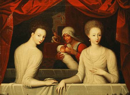 Gabrielle d'Estrees (1573-99) and her sister, the Duchess of Villars von Fontainebleau School