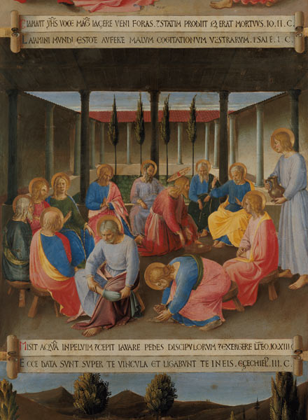 The Washing of the Feet, detail from panel three of the Silver Treasury of Santissima Annunziata von Fra Beato Angelico