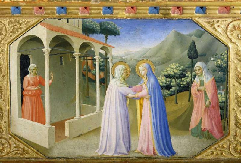 Die Begegnung von Maria und Anna. Predella des Altars Verkündigung Mariae von Fra Beato Angelico