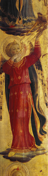 Angel Playing a Trumpet, detail from the Linaiuoli Triptych von Fra Beato Angelico