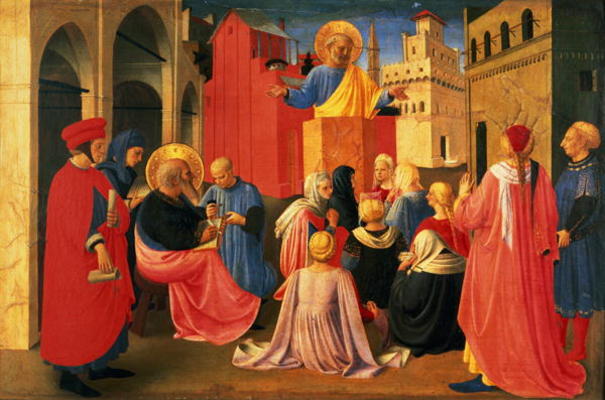 Detail from the Linaiuoli Triptych, predella showing St. Peter Preaching, 1433 (tempera on panel) von Fra Beato Angelico