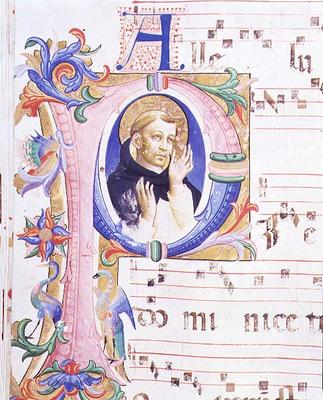 Missal 558 f.24v Historiated initial 'P' depicting a male saint von Fra Beato Angelico