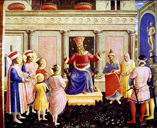 Saints Cosmas and Damian and their brothers before the proconsul Lysias, from the predella of the Sa von Fra Beato Angelico