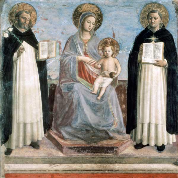 Thronende Madonna mit dem Kind und den Heiligen Dominikus und Thomas von Aquin