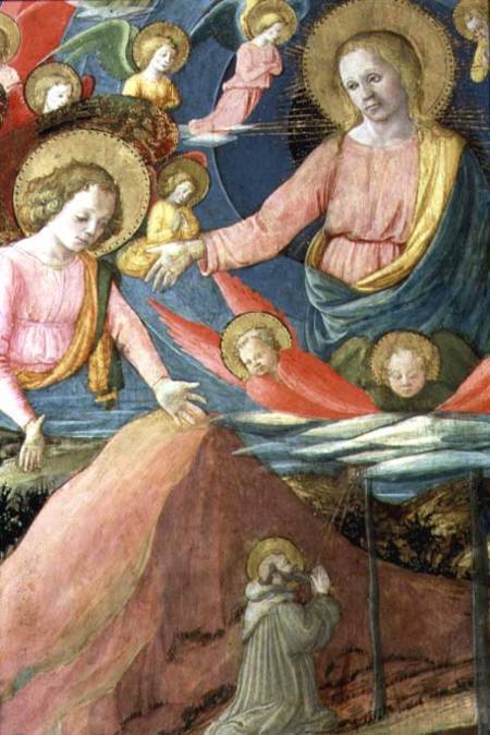 The Death of St. Jerome with Inghirami as a Donor, detail showing The Heavenly Host and angels von Fra Filippo Lippi