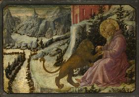 Der Heilige Hieronymus und der Löwe (Predella des Altarbildes der Santa Trinità von Pistoia)