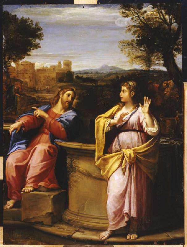 Christus und die Samariterin am Brunnen von Francesco Albani