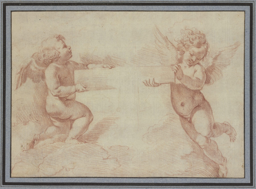 Zwei Engel, die ein Kreuz halten von Francesco Albani