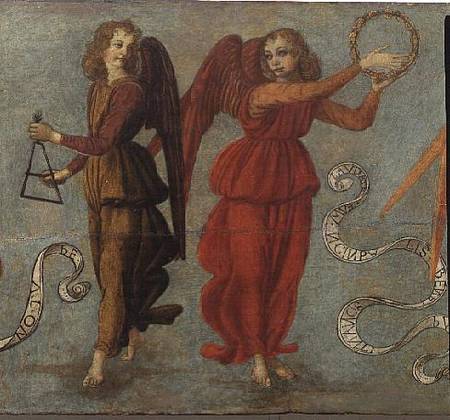 Angels playing the tambourine and triangle von Francesco Botticini