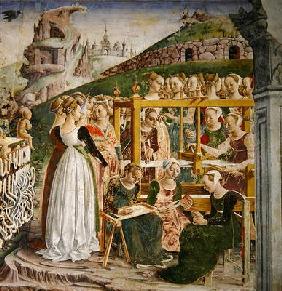 The Triumph of Minerva: March, from the Room of the Months, detail of the weavers, c.1467-70 (fresco 1900