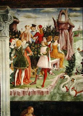 The Triumph of Venus: April from the Room of the Months, detail from the left hand side c.1467-70