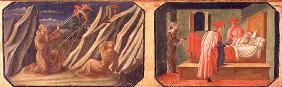 (LtoR) St. Francis of Assisi receiving the stigmata, SS. Cosmas and Damian healing a sick man; copie