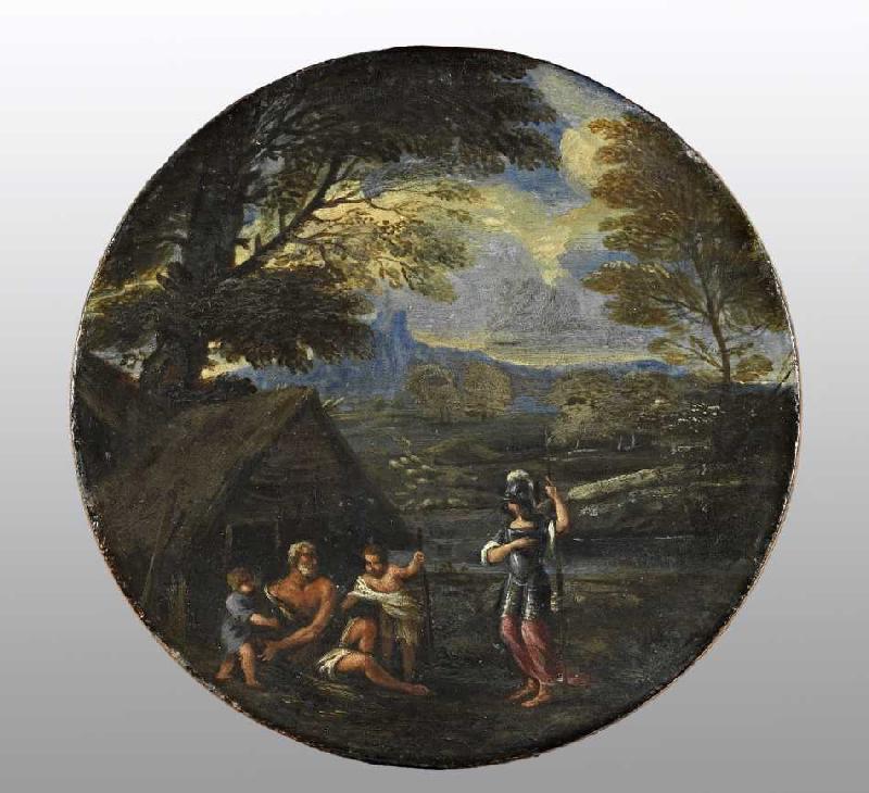 Erminia sucht bei den Hirten Zuflucht. Mitte 17. Jahrhundert von Francesco Giovane