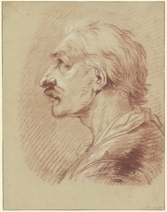Brustbild eines Mannes mit Schnurrbart im Profil nach links von Francesco Giuseppe Casanova