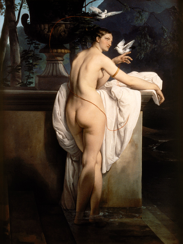 Venus mit zwei Tauben scherzend von Francesco Hayez