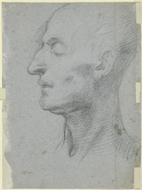 Porträt eines Mannes mit geschlossenen Augen im Profil nach links