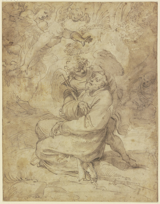 Sterbender Heiliger Franziskus, von Engeln getröstet von Francesco Vanni