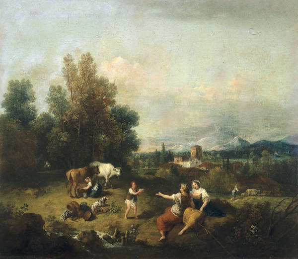 F.Zuccarelli, Landschaft mit Hirtinnen von Francesco Zuccarelli