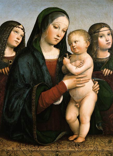 Maria mit dem Kinde und zwei Engeln von Francia, (eigentl. Francesco Raibolini)