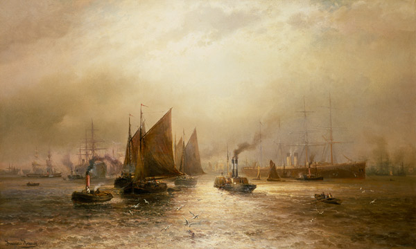 A Busy Morning on the River Mersey von Francis Krause